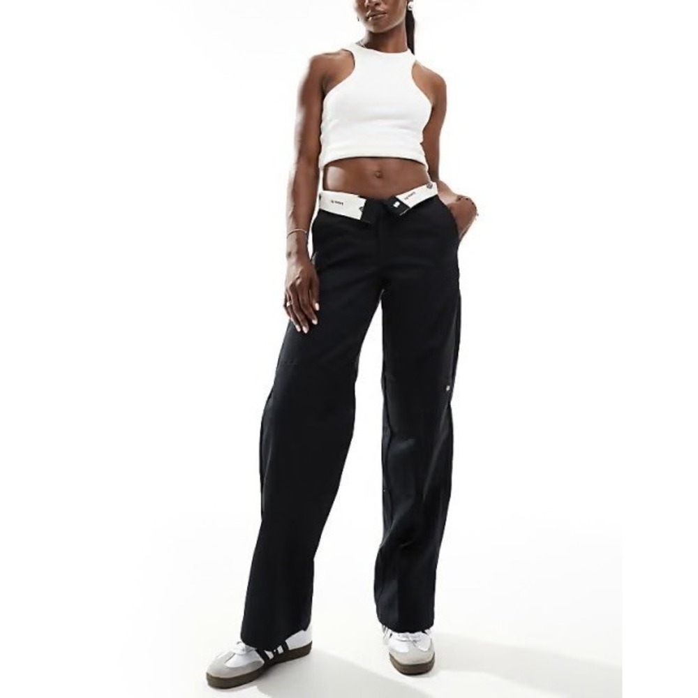 Dickies Double Knee Pants Womens 8R 29x29 High Rise Relaxed Fit Black